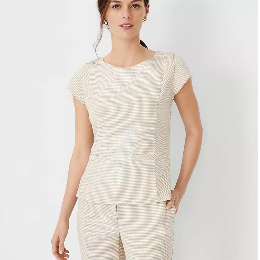 Ann Taylor Houndstooth Pocket Top